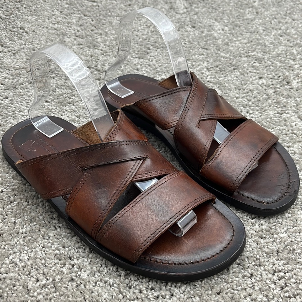 To Boot Brown Leather Slide Sandals men’s size 8.5 ~ Made in Italy